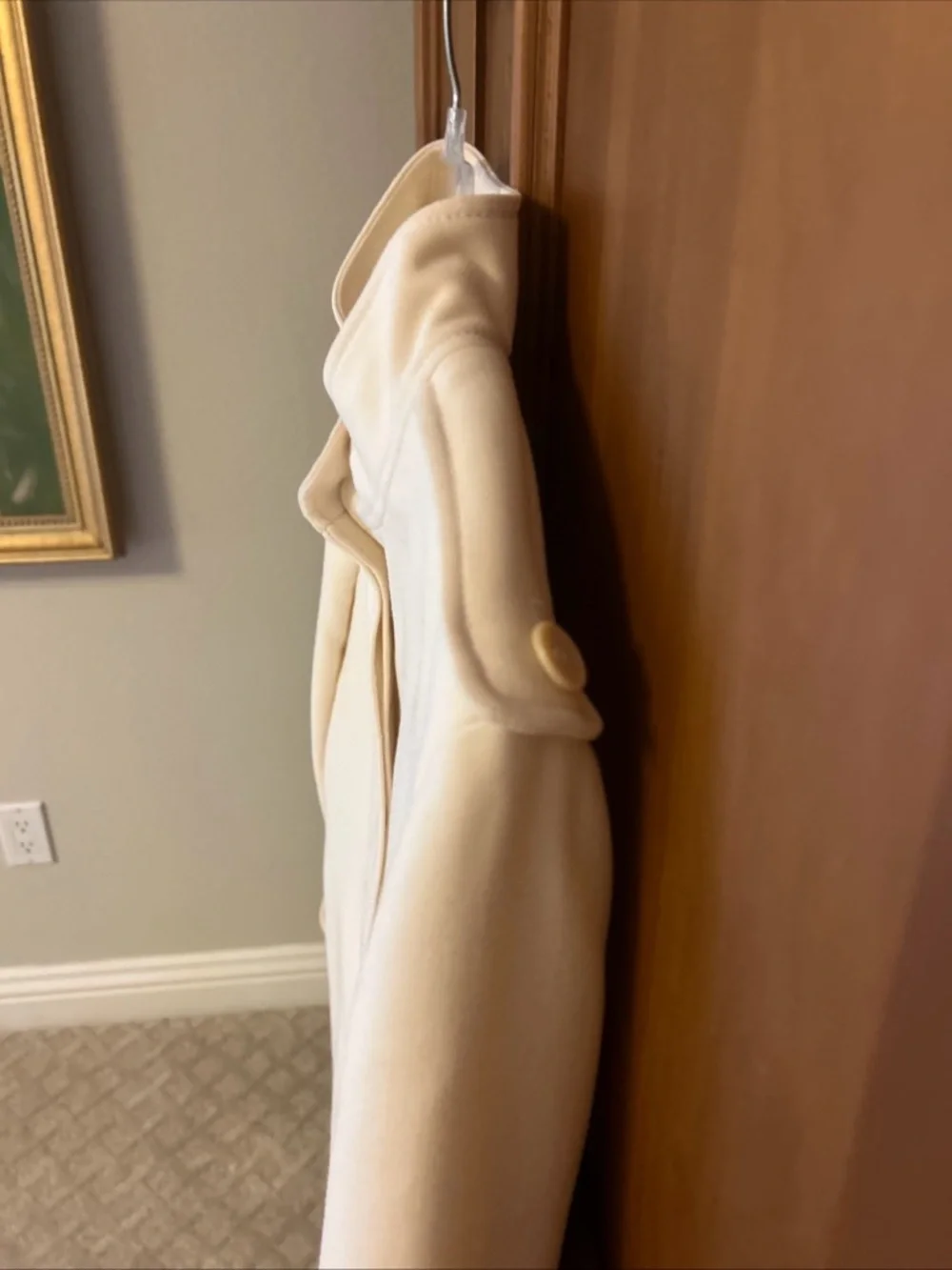 Talbots Cream Wool Blend Military Style Jacket  Epaulettes Structured Size 8